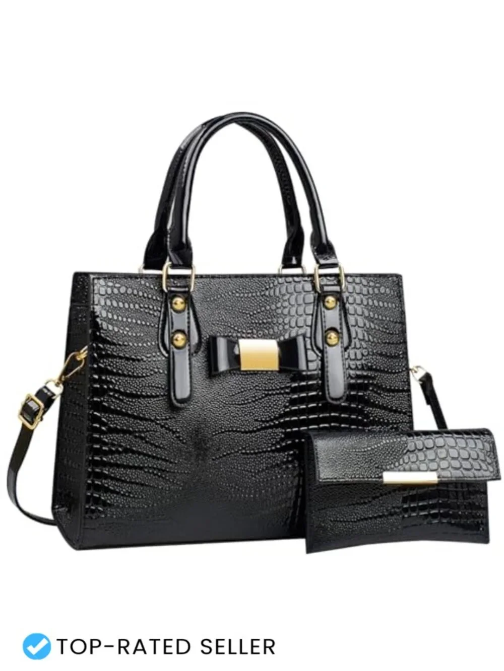 Women's Satchel Handbag Purse Set with Wallet - Faux Leather Tote & Shoulder Bag